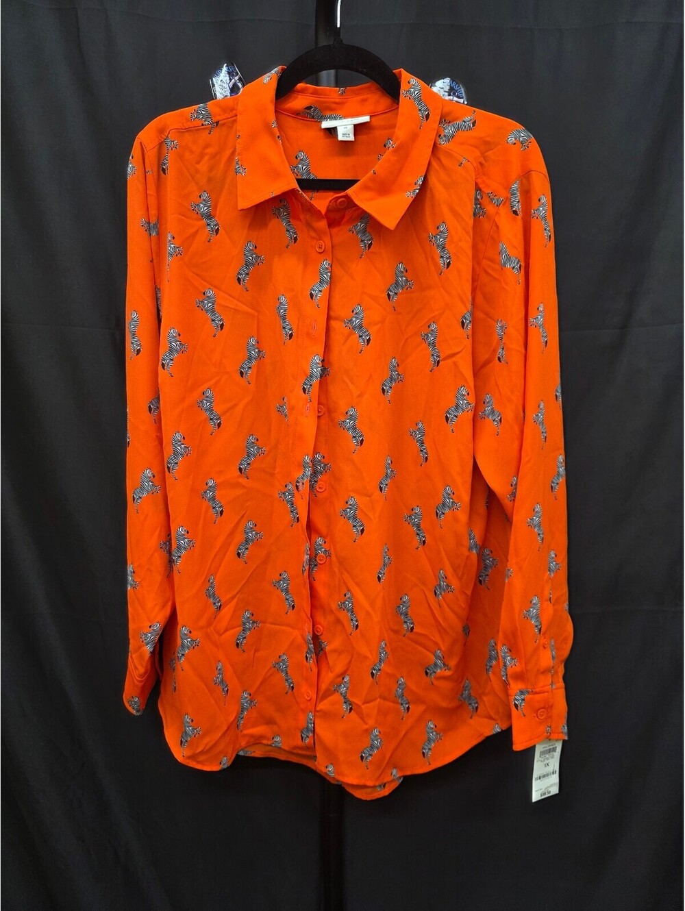 ON 34TH FOLIAGE‑PRINT TOP RAVE RED COMBO PLUS SIZE 1X